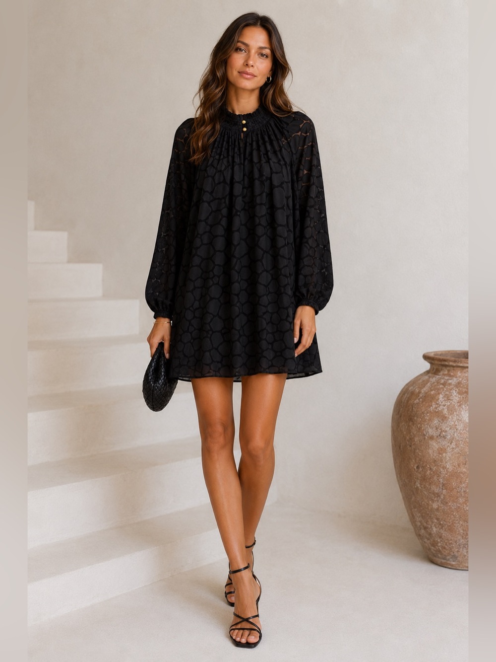 Silk Blend Black Printed Shift Dress Boho
Career Cocktail size XS